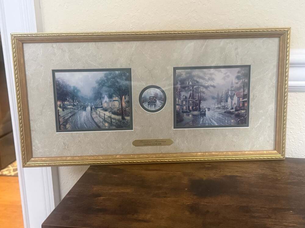 Thomas Kinkade Hometown Memories Framed Accent Print with COA
